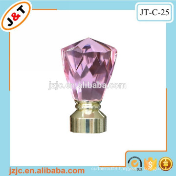 flexible double curtain rod with decorative pink glass curtain rod finial